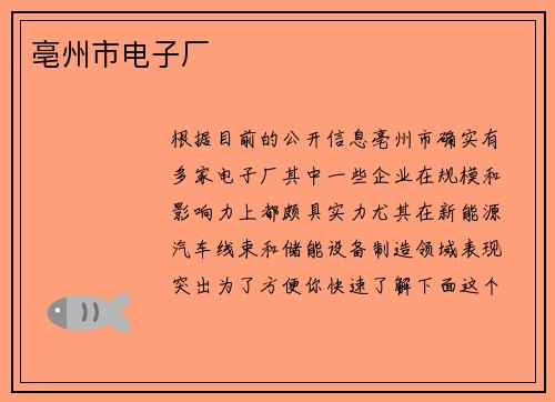亳州市电子厂